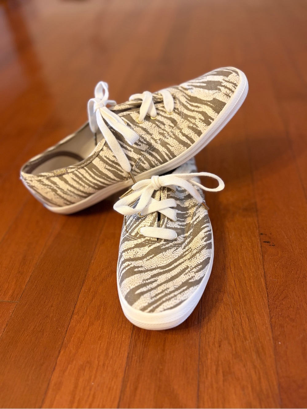 Keds | Cream and Brown Zebra-Pattern Canvas Sneakers